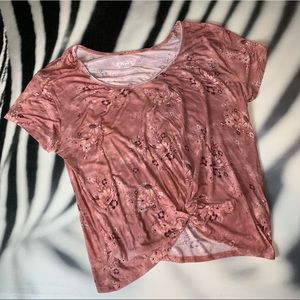 Mudd | Pink Floral Top with Knot